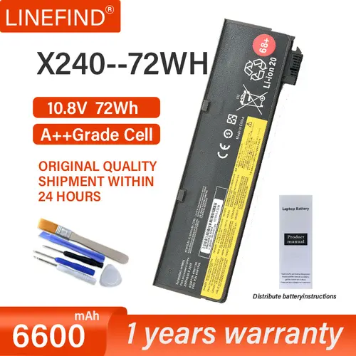 Imagen 1 del producto Batería del ordenador portátil para Lenovo Thinkpad X270 X260 X240 X250 T450 T470P T450S T440S K2450 W550S P50S 45N1136 45N1738 68+