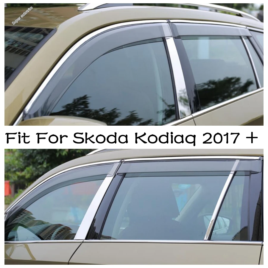 

Lapetus Car Window Visor Cover Exterior Accessories Fit For Skoda Kodiaq 2017 - 2023 Rain / Sun / Wind Guard Deflector Vent 4PCS