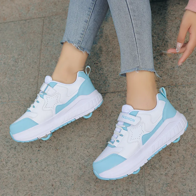 Roller Skating Shoes for Children, Deformation Casual Shoes , Comfortable Four Wheel, Fashionable Skate Shoes for Kids, 2025