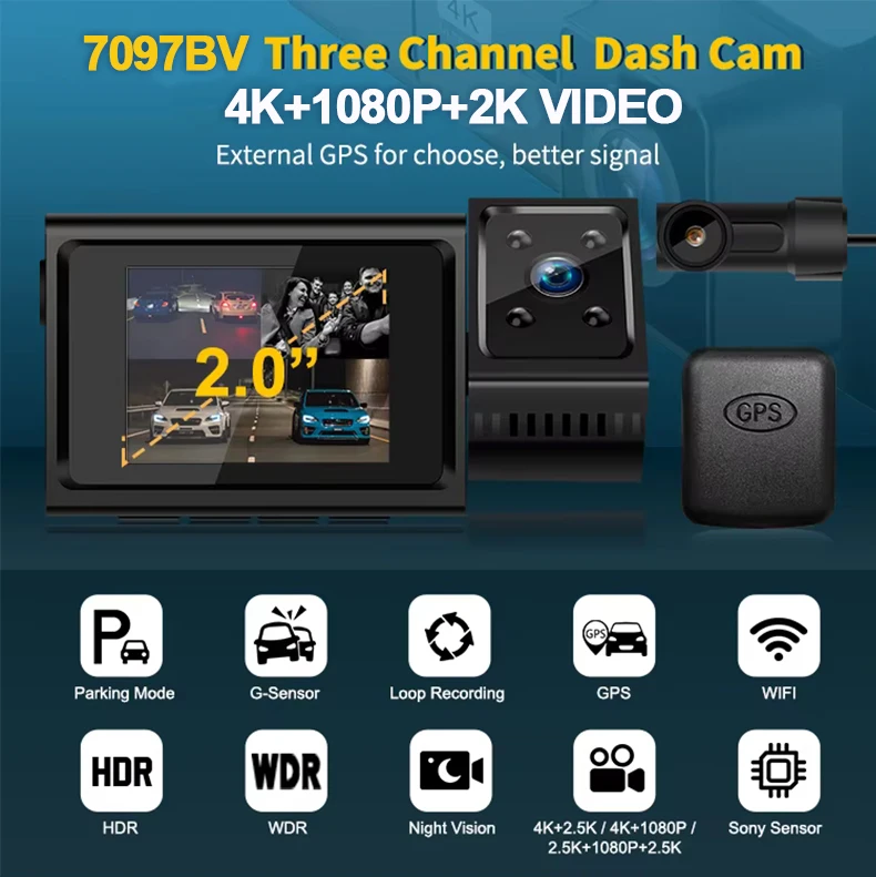 2025 رائجة البيع 4K 2 بوصة IPS كاميرا سيارة داش مع HD للرؤية الليلية جهاز تسجيل فيديو رقمي للسيارات واي فاي داش كاميرا للسيارة الصندوق الأسود G-الاستشعار #4