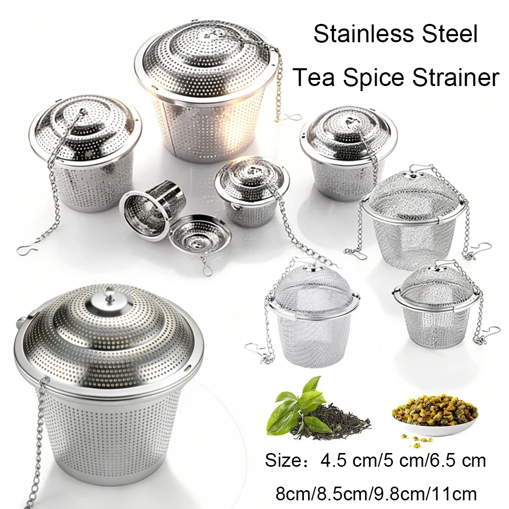 Bola de té de acero inoxidable de 1-3 uds, coladores de infusor de té de malla, filtro de té Premium, difusor de intervalo de té para té de hojas sueltas de 4,5-11cm