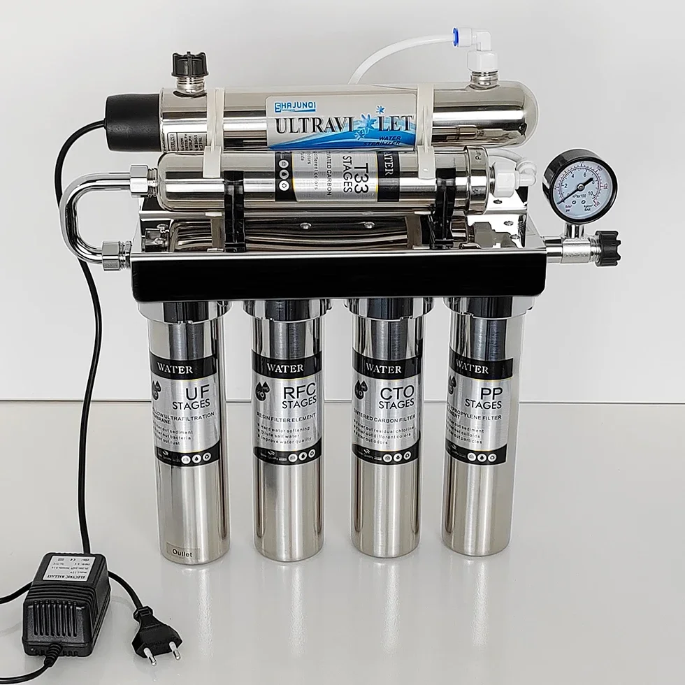 Filtro de agua purificador de agua potable directo UV, ultrafiltración de agua suave de carbón activado para cocina doméstica de 6 etapas