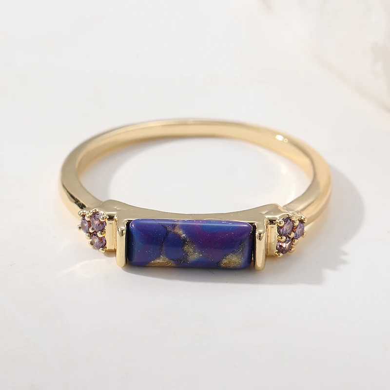 Vintage-Ring für Damen mit eingelegtem lila Stein, ethnische Goldfarbe, handgeschnitzt, für den täglichen Gebrauch, Party-Schmuck, Jahrestagsgeschenk – Detail 3