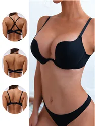 Thick cup sexy push-up bra U-shaped multi-wear bralette with invisible undergarments Halter Lingerie