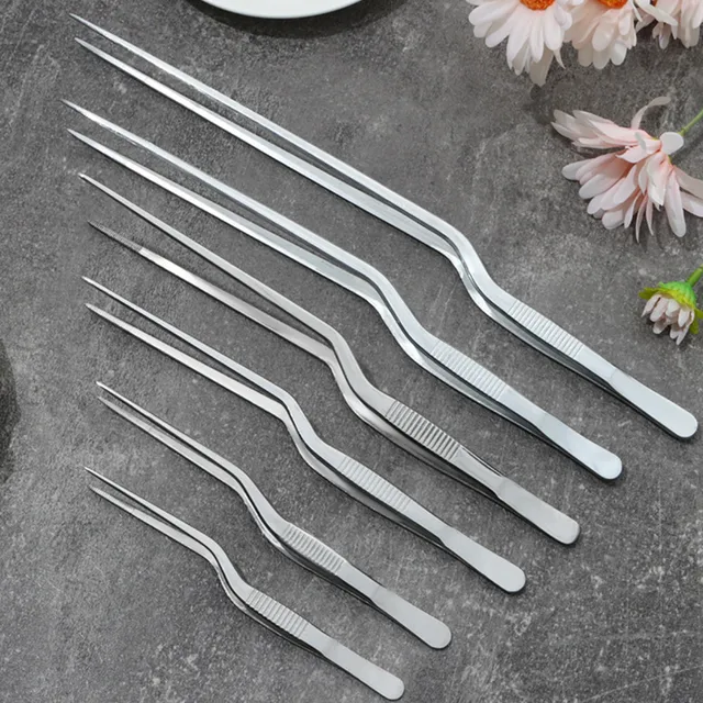 Szczypce kuchenne naczynia kuchenne BBQ pinceta klips do żywności szczypce kuchenne ze stali nierdzewnej przenośne na piknik grill gotowanie