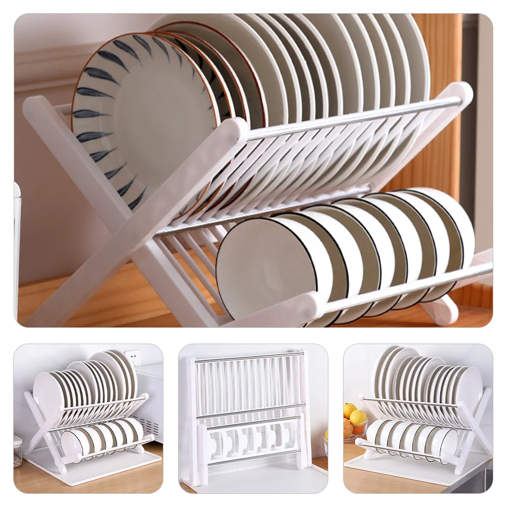 Dish Drainer Folding Dryer Rack Dishes For Kitchen Sink Drying Storage Black Tray Racks Counter Bowl