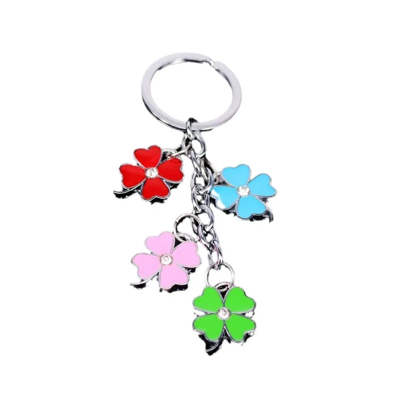 luxury brand Stainless steel keychain popular clover keychains Korean creative gift car assecories for women