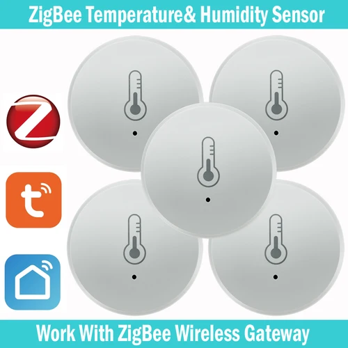 Tuya Zigbee-Sensor de temperatura y humedad, Control por voz, higrómetro inteligente para el hogar, monitoreo en tiempo Real, voz sin batería