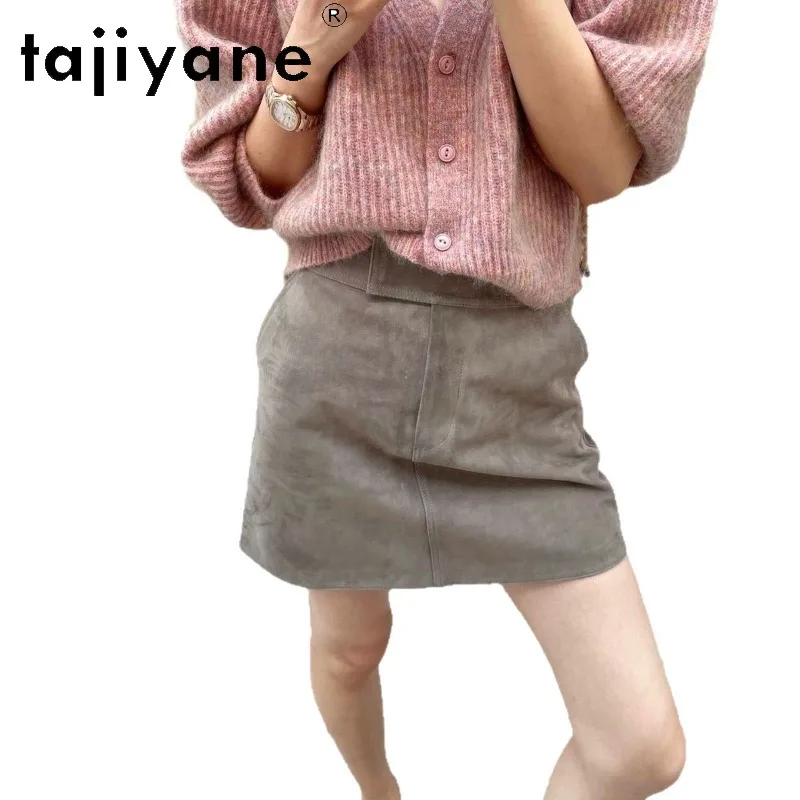 TAJIYANE Top Layer Goatskin Suede Genuine Leather Skirt Woman Mini Skirt Autumn Winter Women's Skirts Bodycon Skirts 2026 Woman