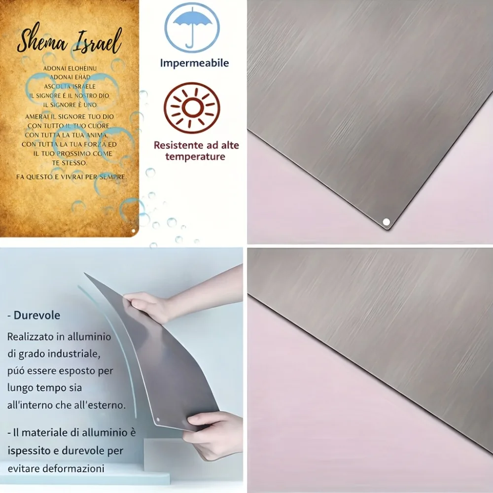 CIFBUY  Hebrew Scripture Aluminum Wall Art 8x8 Inch Waterproof Metal Sign for Living Room Study Home Decor view 4