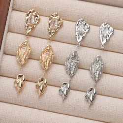 4PCS Dainty Irregular Ear Studs Earrings Brass for Jewelry Making Earrings Findings DIY Hand Made Accessories 14k Gold Plated