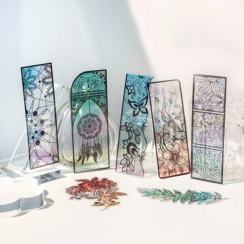 6 Pcs/set Butterfly Feather Flower Dreamcatcher Bookmark PVC Matte Reading Book Mark Retro Book Page Marker Stationery Supplies