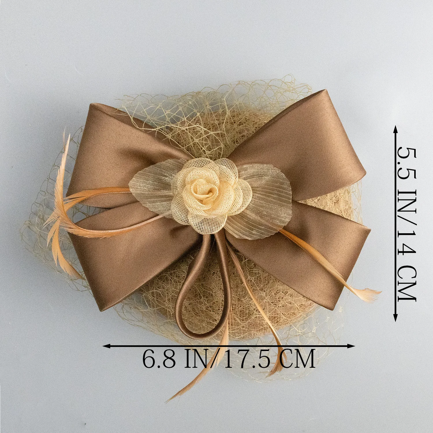 Satin Fascinator Top Hat with Veil Flowers, Elegant French Style Wedding Church Banquet Hat for Women Ladies - view 2