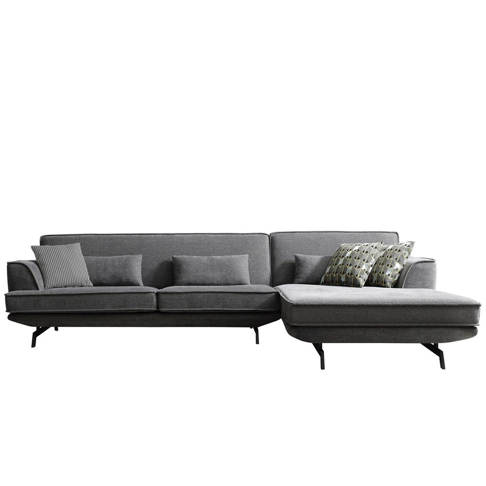 

for Grey PU Fabric 3-Seater Convertible L-Shaped Sofa Set Modular European Design with Reversible Chaise for Living