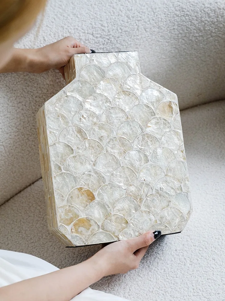 Cream Style French Shell Vase Living Room Flower Arranger High-end Sense Entryway Countertop Decoration Ornament Home Art