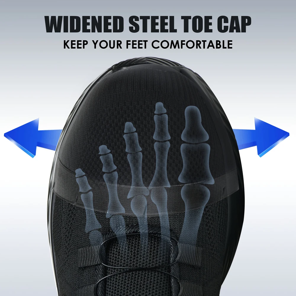 Sicherheitsschuhe mit drehbarem Knopf für Herren, Luftpolster-Arbeitsschuhe, Stahlkappenschuhe, pannensichere Sicherheitsschutzschuhe, Arbeitsstiefel