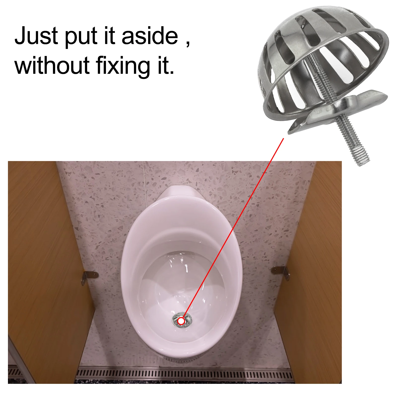 Washout Urinal Strainer with Leaky Spud Top Filter Funnel Chrome Design for Effortless Collection of Debris and Objects