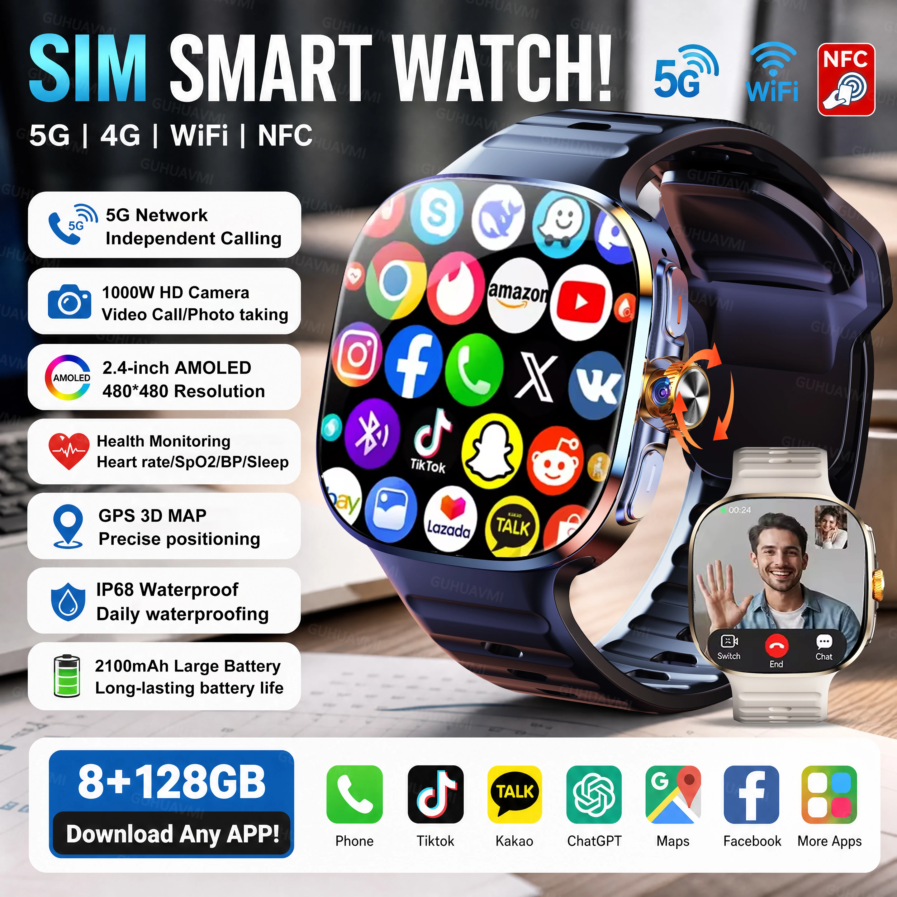 2026New 5G SIM Smart Watch 2.4