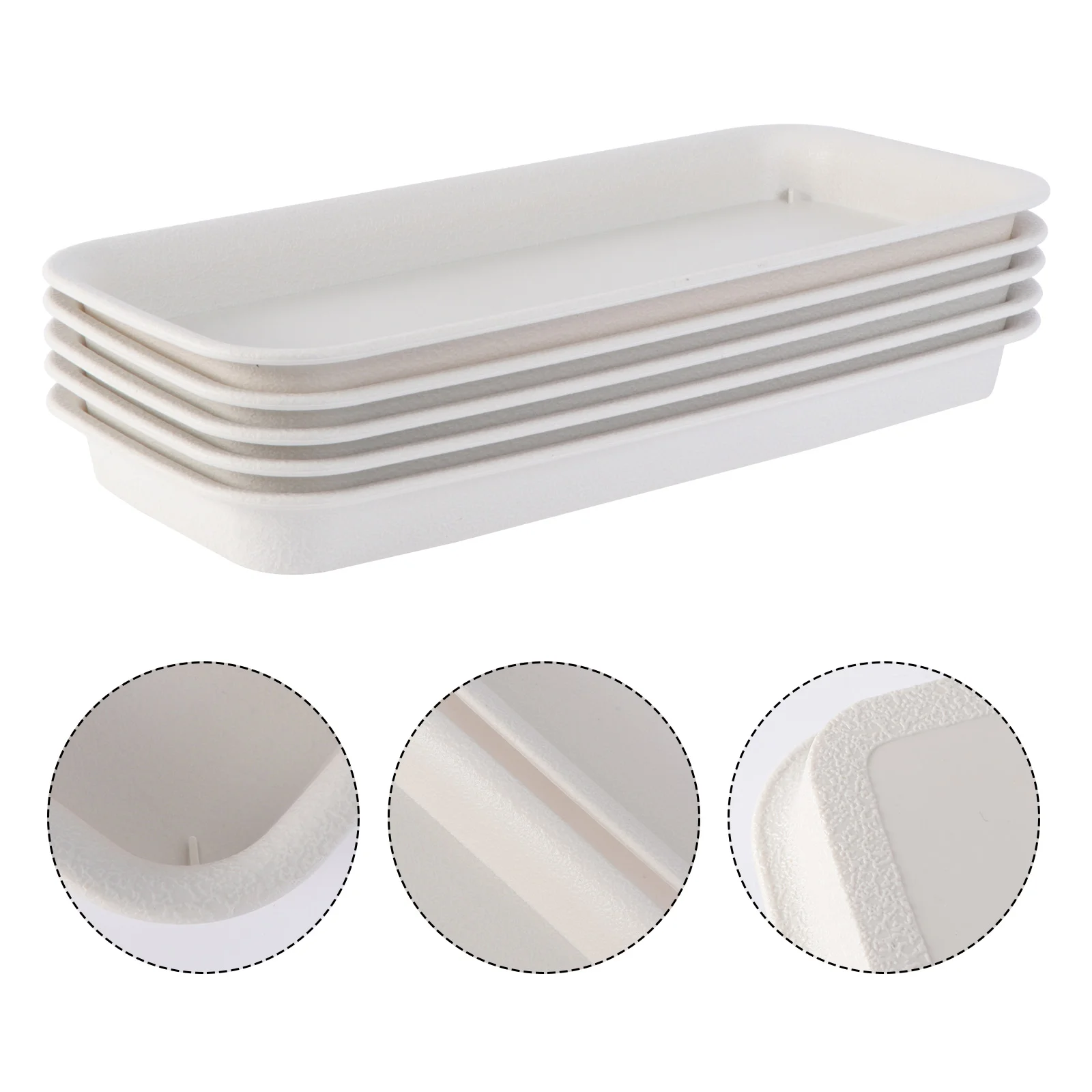5 Pcs Plant Pots Tray Flower Extra Small Beige Rectangular Saucers for Outdoors