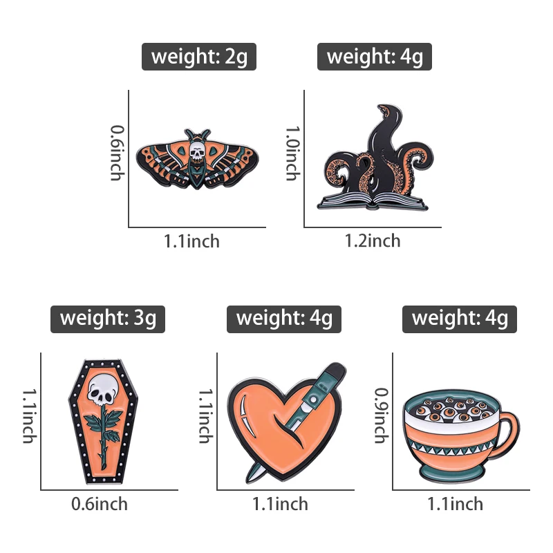 Punk Gothic Tier Emaille Pins 3-6 teile/satz Schwarze Katze Metall Broschen Mode Revers Abzeichen Rucksack Kleidung Schmuck geschenk – Detail 2