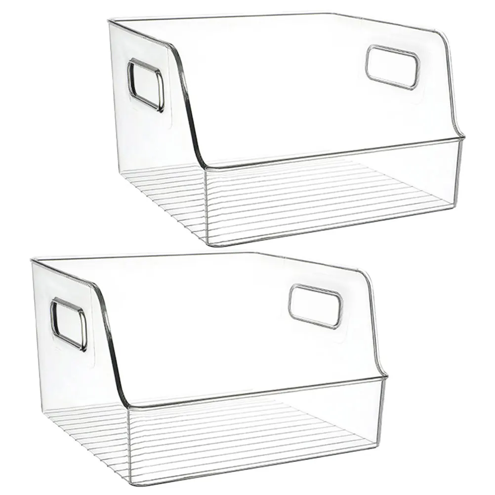

2pcs Kitchen Storage Box Large Capacity Transparent Fridge Organizer Fruit Vegetable Container Home Countertop Easy Clean Multi