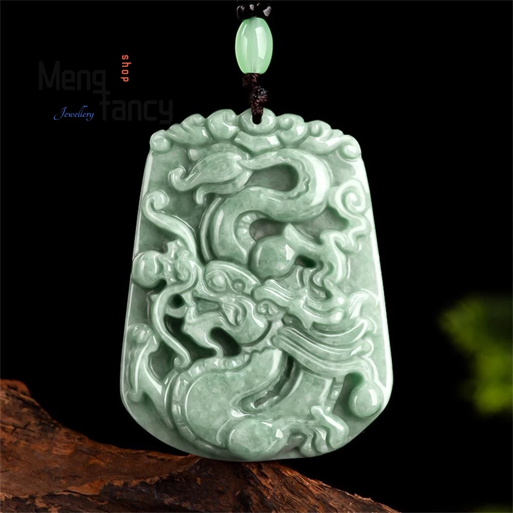 

Genuine Natural A-goods Jadeite Zodiac Dragon Jade Pendant Retro Personalized Handicraft Mascots Fashion Jewelry Holiday Gift