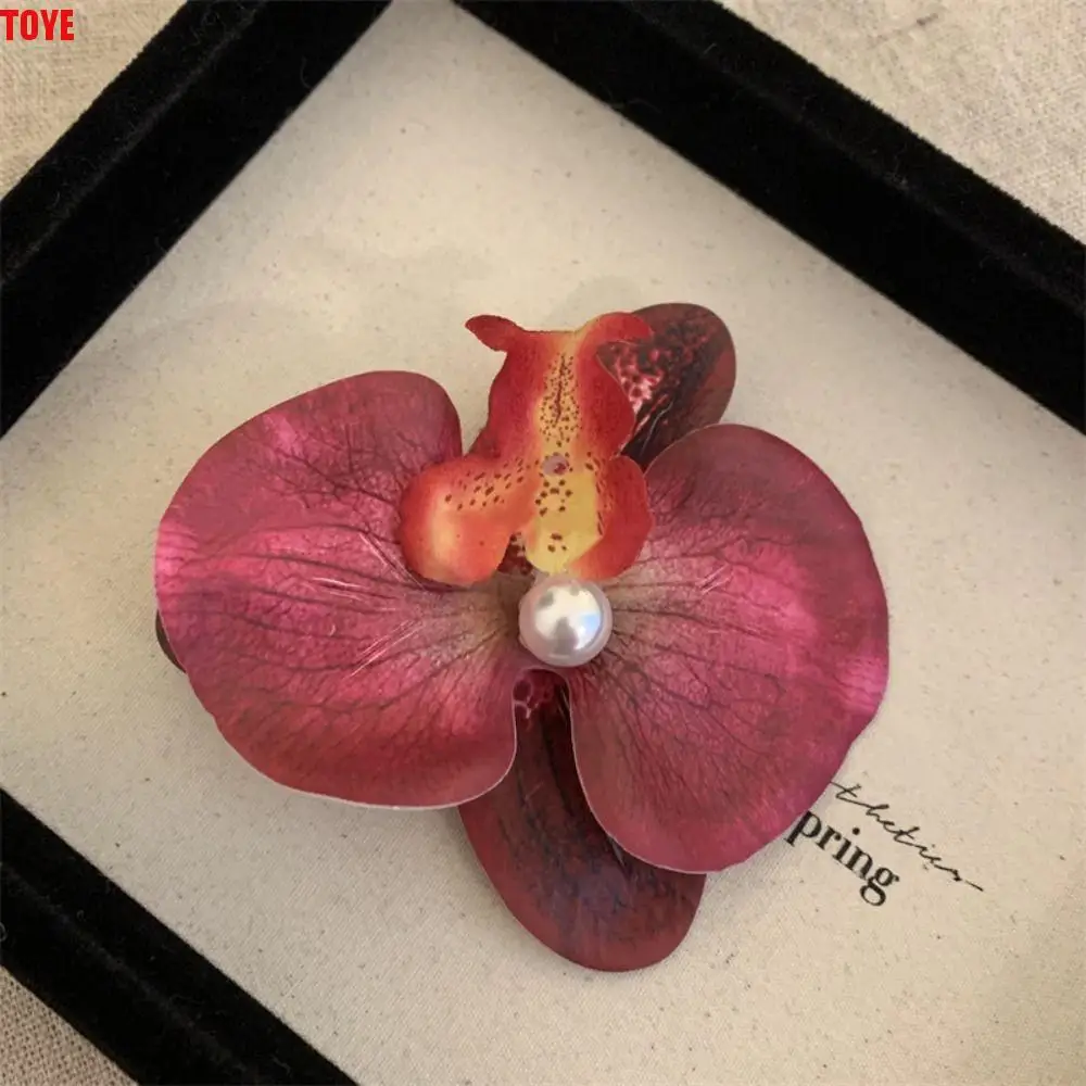 

Cloth Flower Hair Clip Butterfly Orchid Pearl Orchid Flower Hairpin Headdress Female Hair Accessories Girl Hair Clip