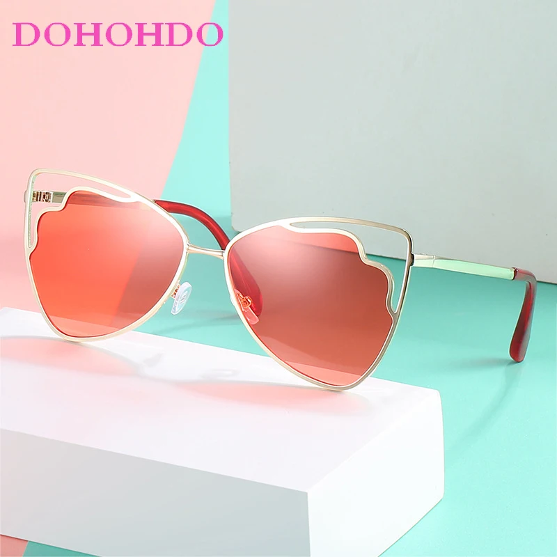 

Fashion Designer Cat Eye Metal Frame Hollowed Sunglasses Women Men Vintage Trend Glasses Travel Street Photography Shades UV400