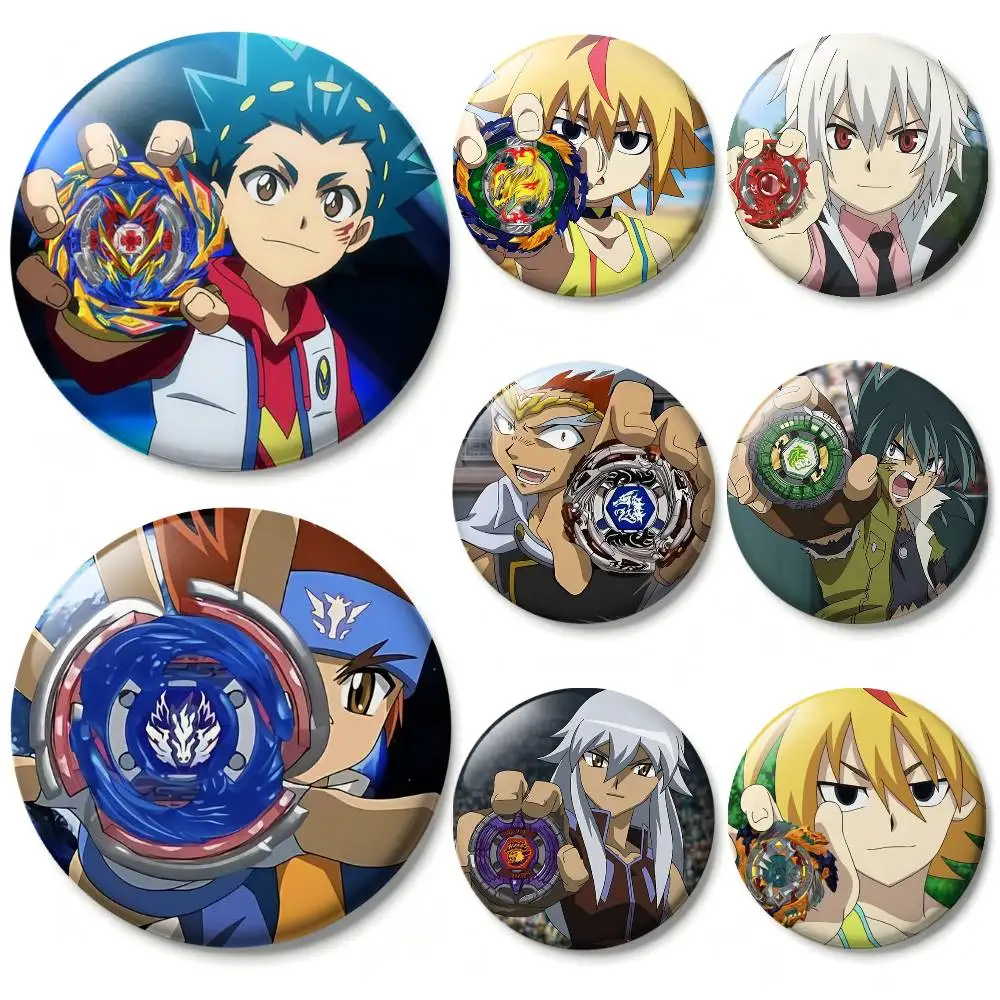 ANIME B-Beyblade Laser Badge Applicable For Backpack Clothes Hats Decor Creative Accessories