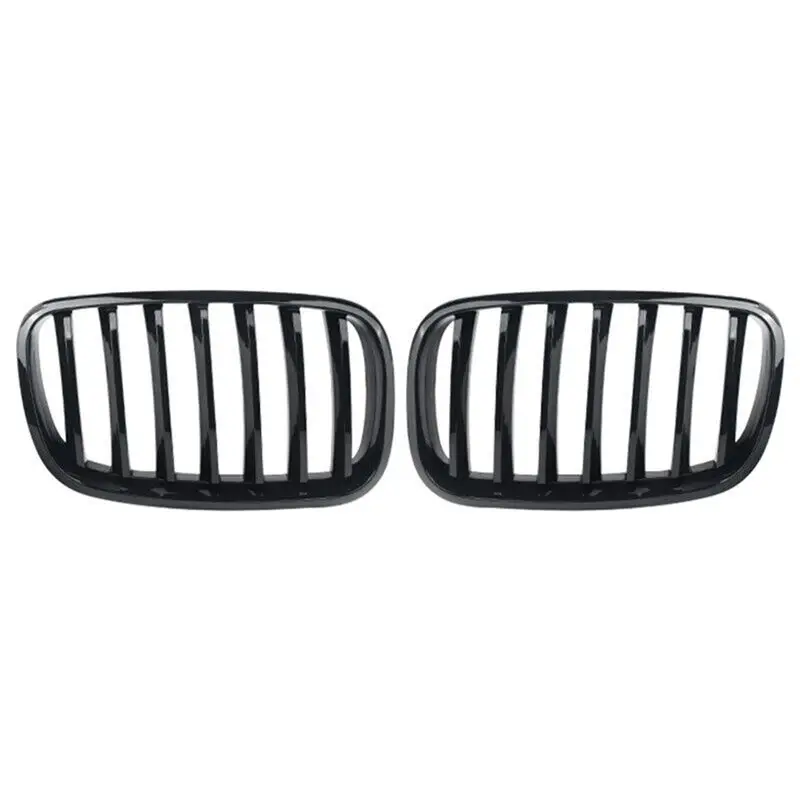 

ABHY-1 Pair Front Hood Kidney Grille Grill For BMW X5 X6 E70 E71 2007-2013 Accessories Glossy Black 51137157687 51137157688
