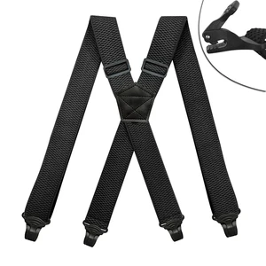 Resistant work suspenders for men, 3.8cm wide, x-back with 4 clips of tweezers, adjustable elastic pants, black suspenders Main Men's Suspendicity Sales - №2