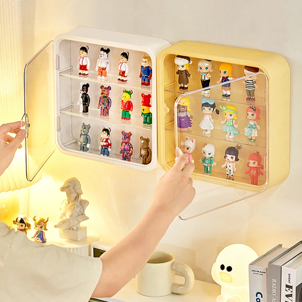 Wall Mounted Multi Style Blind Box Storage Rack Magnetic Suction Bubble Mart Figurine Display Cabinet Dustproof Doll Storage Box