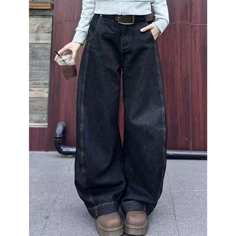 Harajuku Casual 00S High Waist Loose Jeans 2025 Spring Winter Pants Women's Y2K Wide Leg Baggy Street Style Denim Trouser