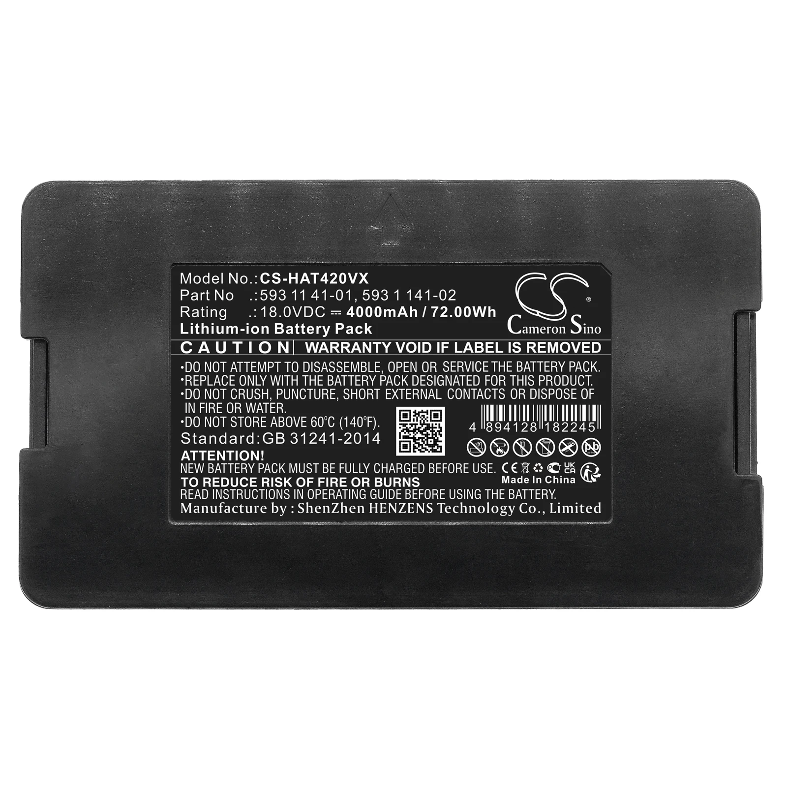 CS Replacement Battery for Husqvarna  Automower 430XH 2019, Automower 450X 2019, Automower 450 PN:529 60 68-01 4000mAh / 72Wh