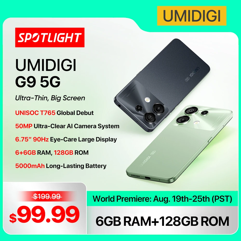 UMIDIGI G9 смартфон, Android 14, 8 ядер, 6 + 6 ГБ, 256 дюймов, 90 Гц, 6,75 мАч