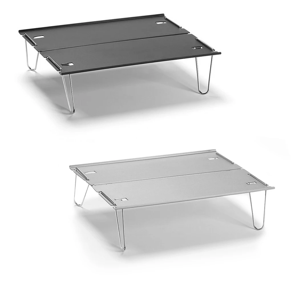 

Mini Table Foldable Camping Table Metal Portable Picnic Desk for Outdoor Barbecue, Silver