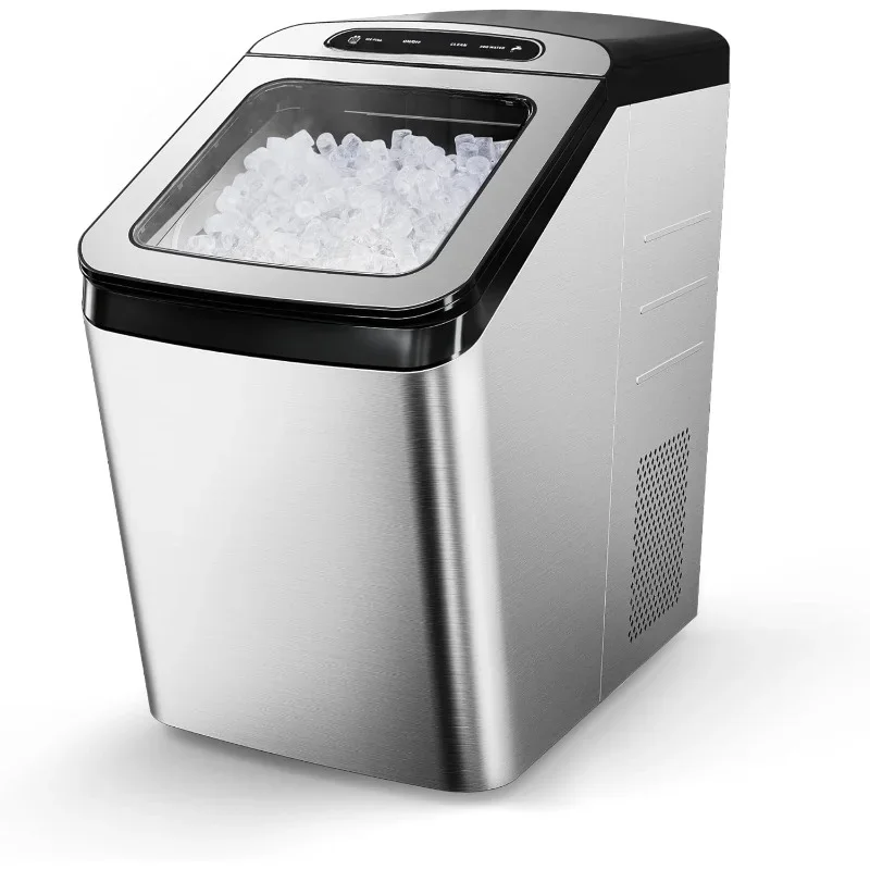 

Nugget Ice Maker Countertop, Max 34lbs/Day, 2 Way Water Refill, Self-Cleaning Pebble Ice Maker Machine with 3Qt Reservoir