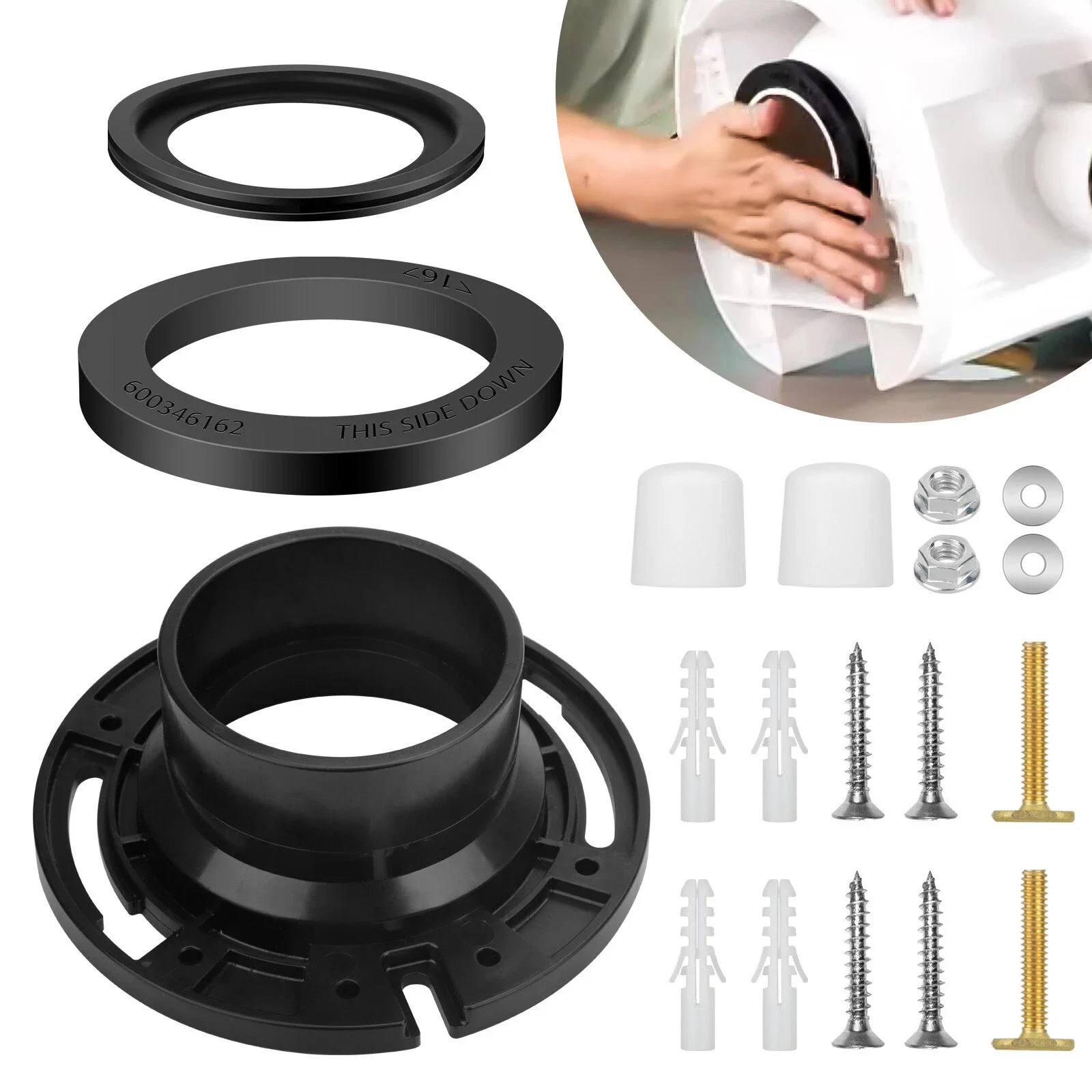 1 Kit Plastic RV Toilet Seal Kit For Dometic 300/310/320 Leak-Proof Flush Ball Flange Gasket Set 385345892 385311652 385311658