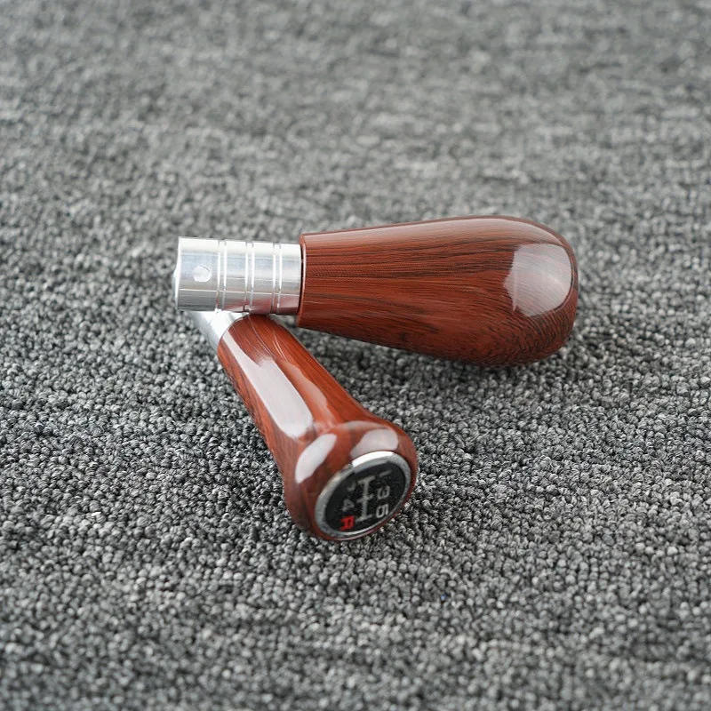 Universal 5-Speed Manual Gear Shift Knob Aluminum Alloy Wood Grain Modified Car Accessory 2 Shapes Optional All-Season Fit