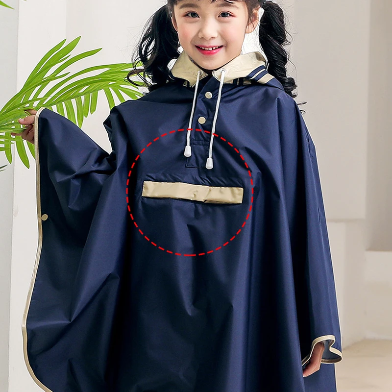 Korean Style Child Rain Poncho with Bag Waterproof Raincoat for Kids Girls Students Raincoat with Space for Schoolbag