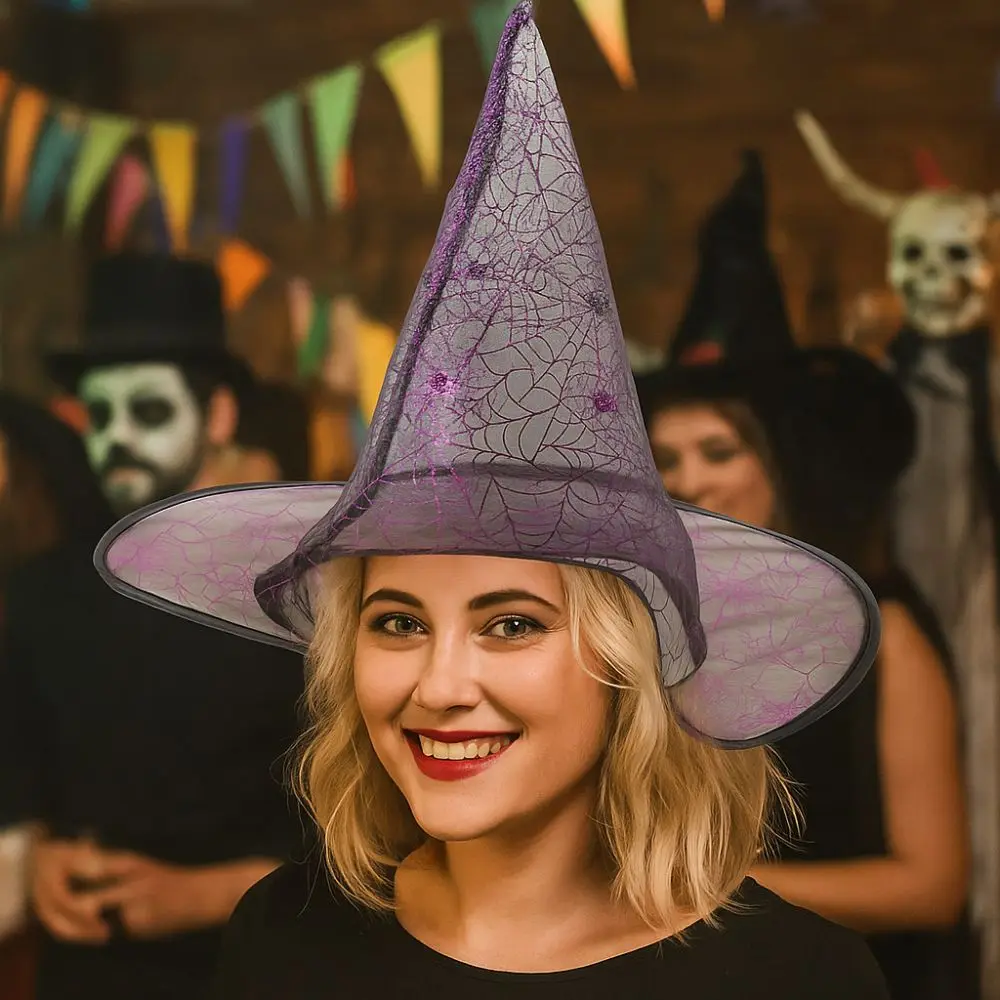 

Funny Pointed Hat Halloween Witch Hat Breathable Sequin Cosplay Hat Decorative Halloween Headwear Unisex Accessories