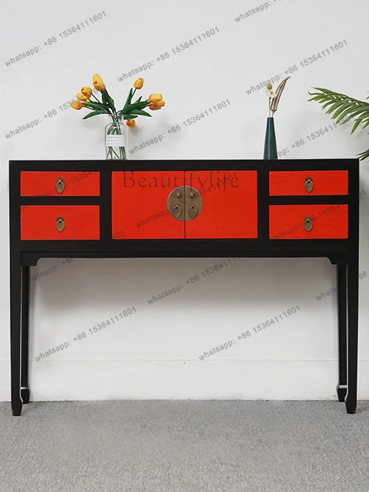 XX. New Chinese dresser, elm painted antique furniture porch cabinet