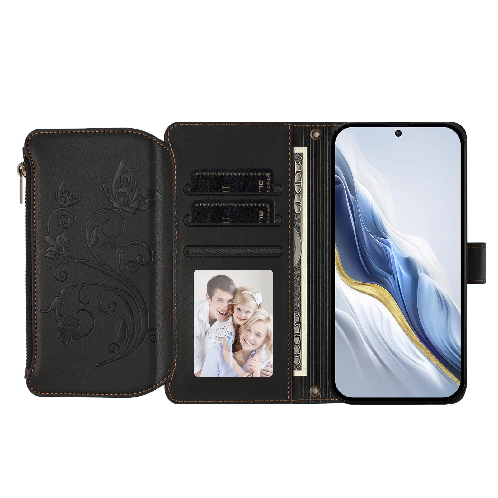 Funda de cuero tipo libro con  - Leather Wallet Card Holder Phone Cover reseña y precio