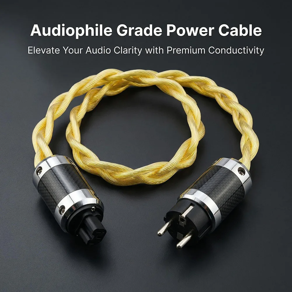 

Аудиокабель 5N OCC с серебряным покрытием, золотистый, для аудиофильских усилителей, ЦАП, фильтров, Hi-Fi систем, с адаптерами питания US/EU