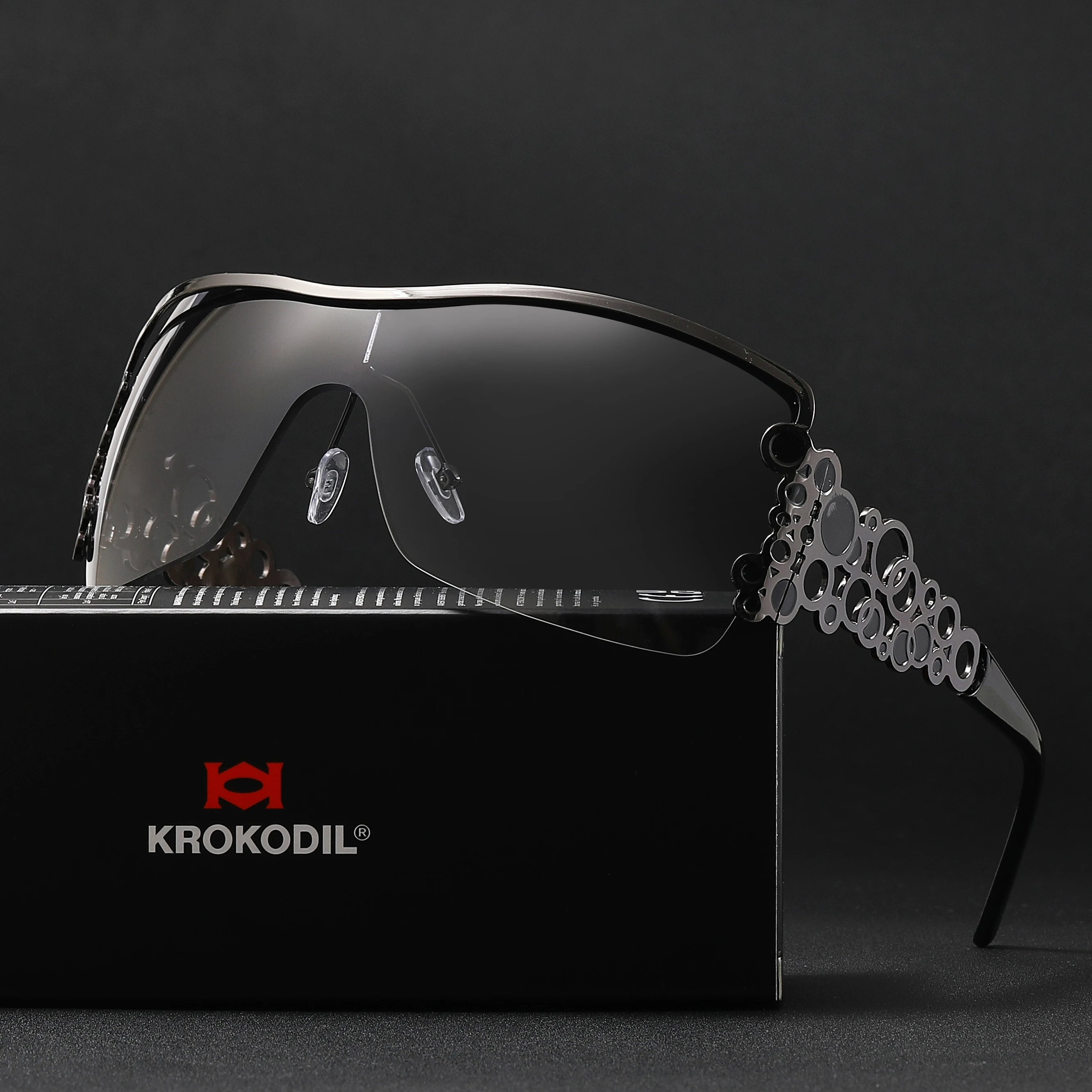 Luxury Hollow Metal Temple Sunglasses Women One Piece Rimless Oversized Shield Shades UV400 Protective Eyeglasses For Daily Wear
