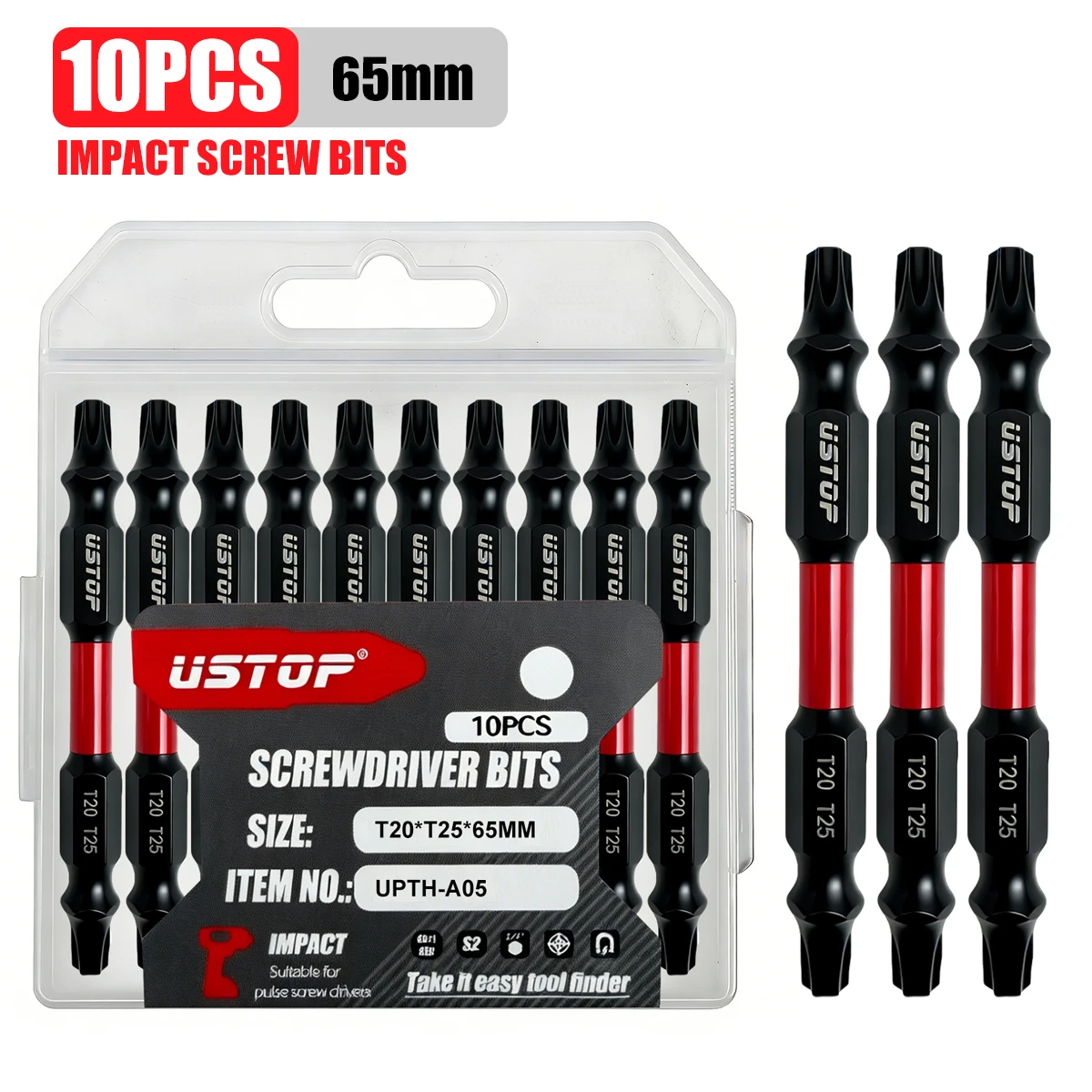 Pontas de Chave de Fenda Torx Industriais de Dupla Ponta T20+T25/T10+T15/T30+T40 com Design de Amortecimento de Torque, Adequadas para Várias Ferramentas de Impacto, Anti-Torção, Anti-Desgaste e Duráveis