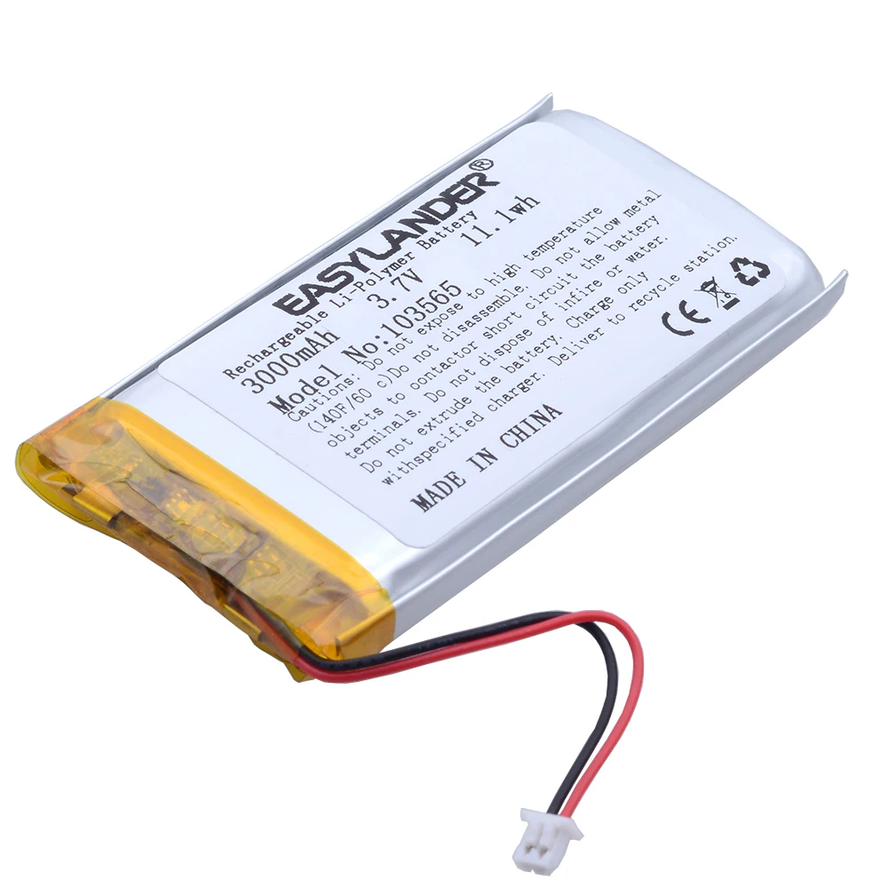 JST 1.25 mm Plug 103665 Lithium Polymer Battery 3.7V 3000mAh For Open source console Miyoo Mini Plus Game machine