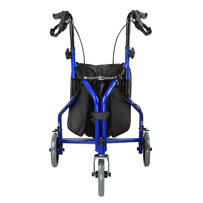 Elderly Walking Trolley Foldable 3 Wheel Shopping Cart Equipped Brake Mobility Aid For Senior Indoor Outdoor Walking Helper Gear