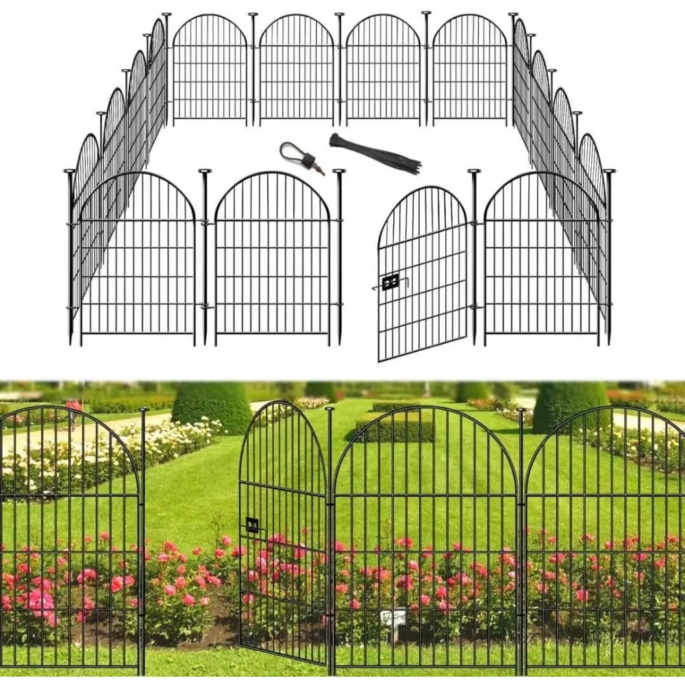 US Shipping Garden Fencing 36 Inch High with Gate 14 Panels No Dig Animal Barrier Rustproof Metal Wire Fence for Dogs Rabbits