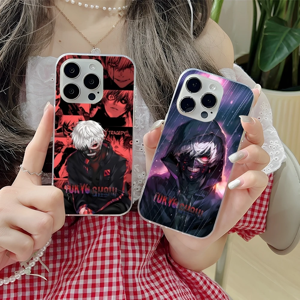 Tokyo Ghoul Kaneki Mobile Cell Phone Case for iPhone 16 15 14 13 12 11 X XR XS 8 Pro Max Plus Mini Clear Transparent Cover Shell